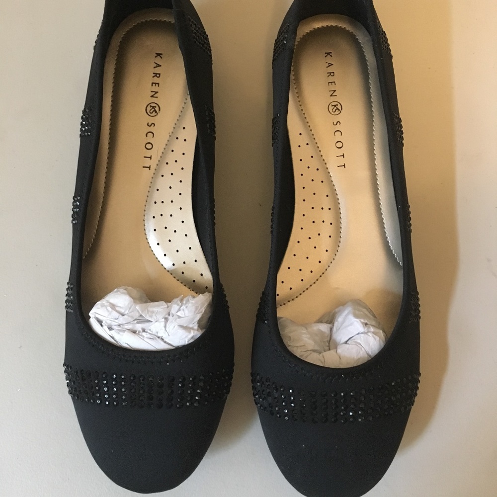 KAREN SCOTT BALLET FLATS SHOES BLACK NEW IN BOX